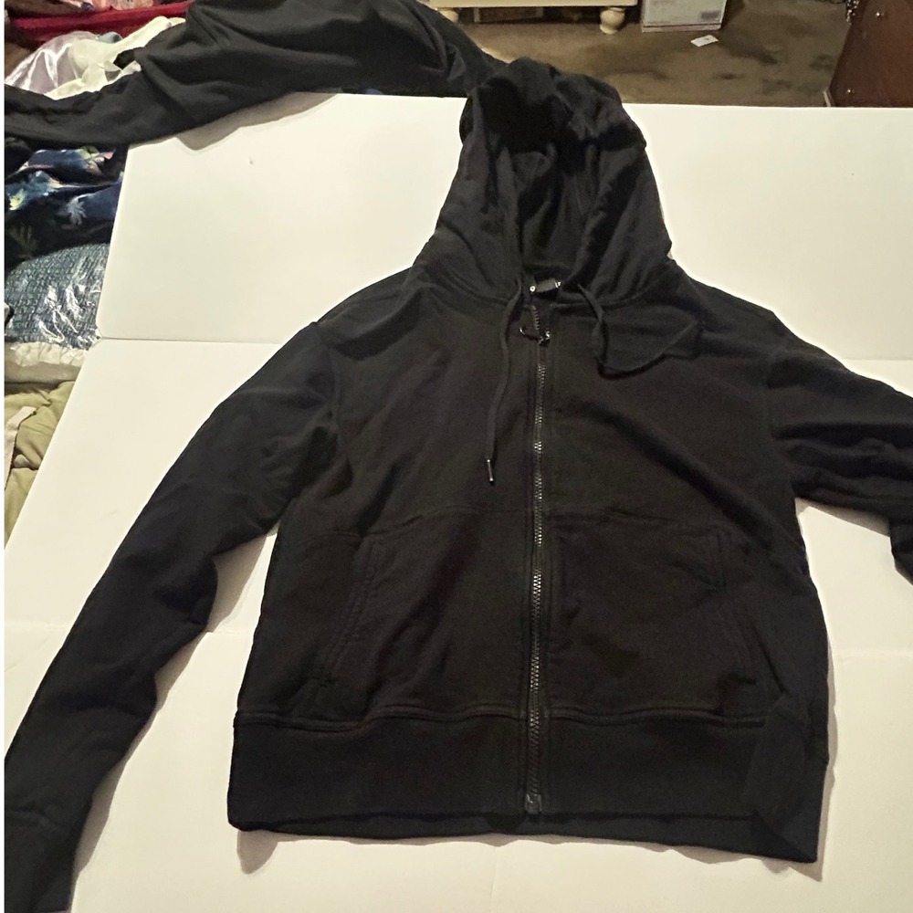 Athleta Womens Black Full Zip Hoodie Sweatshirt Pockets Size XS Activewear